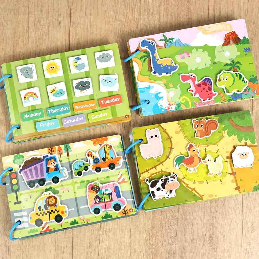 Children Quiet Busy Book Reusable Cartoon Sticker Books Sticker Interactive Games