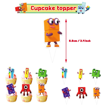 Number Birthday Decorations Building Blocks Tablecloth Banner Spiral Cake Topper Balloon for Kids Baby Shower Supplies Gifts