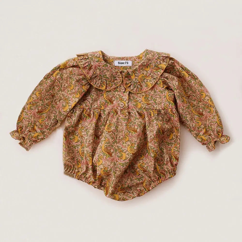 Vintage Floral Baby Girl Romper Spring Baby Girl Clothes