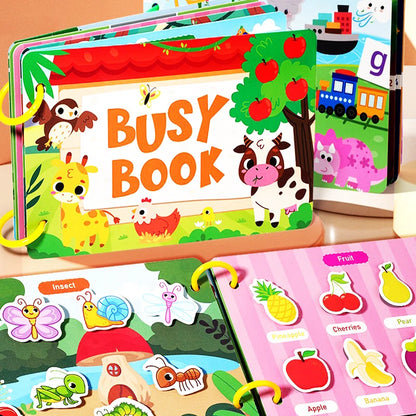 Interactive Book Enhancing Recognition Numbers, English Letters, Fruits, Animals Weather Reusable Stickers Activity Books