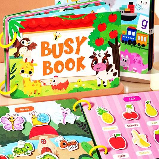Interactive Book Enhancing Recognition Numbers, English Letters, Fruits, Animals Weather Reusable Stickers Activity Books