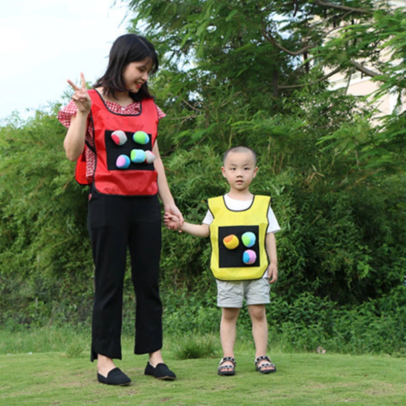 Children Sticky Ball Vest Toy with 5Balls Adhesive Outdoor Sports Physical Exercise Game Props Parent-child Interaction TMZ