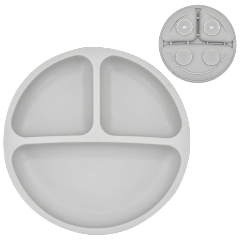 2023New Silicone Baby Sucker Dining Plate Solid Cute Cartoon Children Dishes Suction Toddler Training Tableware Kid Feeding Bowl
