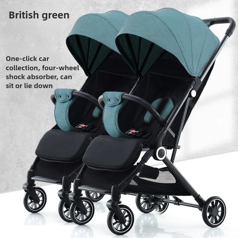 Twin Baby Stroller High View Detachable Stroller Foldable and Lightweight Stroller with Sitting and Lying Function