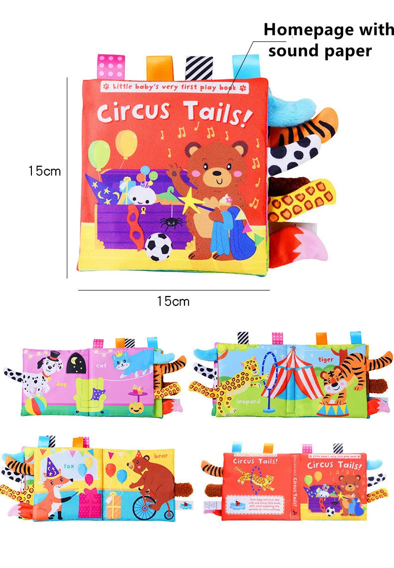 Animal Tail Cloth Book Tear Can Bite Pop-up Book Educational Enlightenment Early Education Infant Cognitive Toys 0-3 Years Old