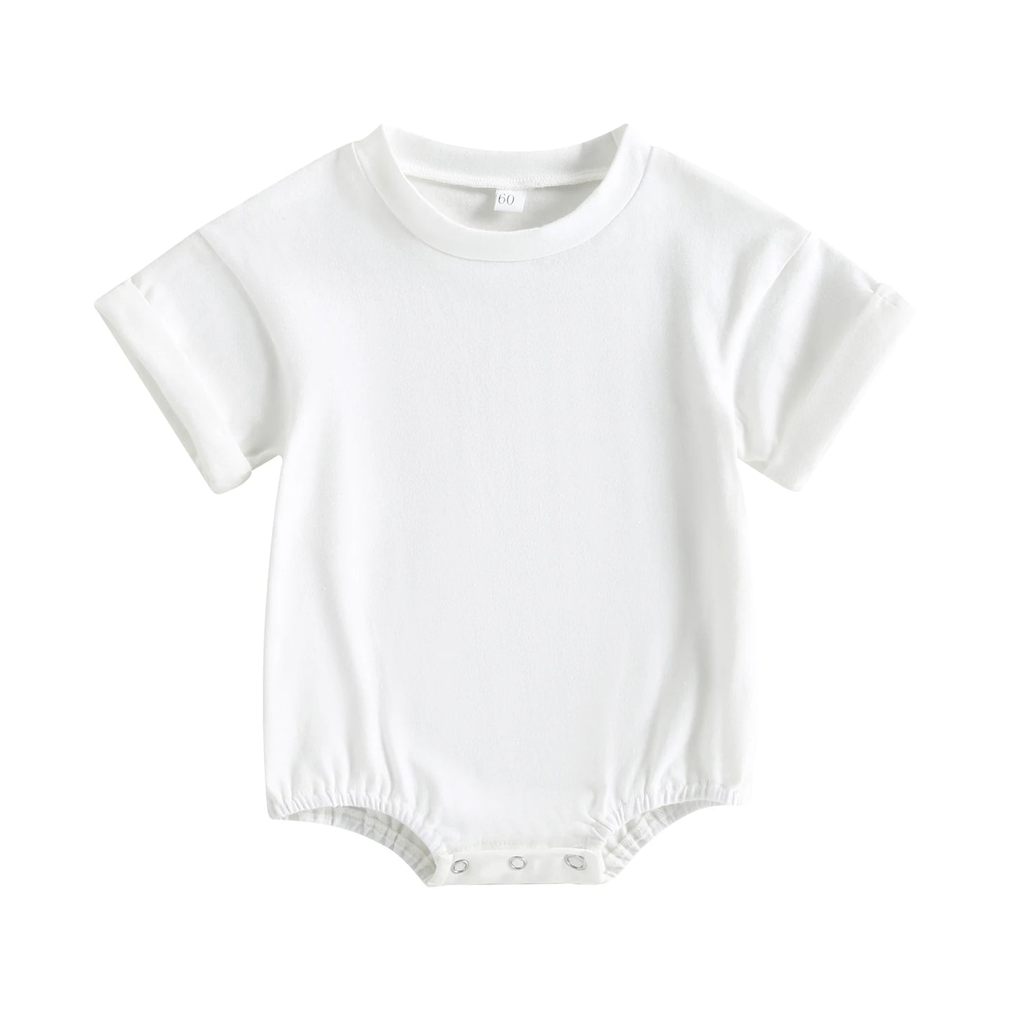 Baby Bodysuit Romper, Short Sleeve Solid Color Crewneck Pullover for Newborn Boys and Girls