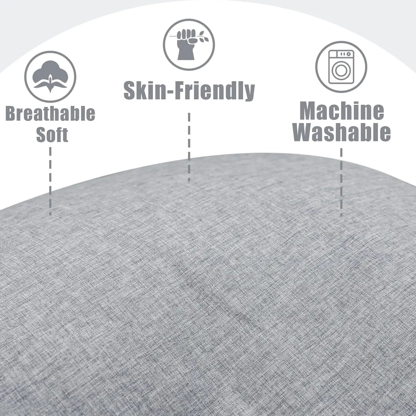 J-Shaped Maternity Pillow Cover, Soft Polyester with Hidden Zipper, Fits 55-58 Inch Pregnancy Pillows, Grey