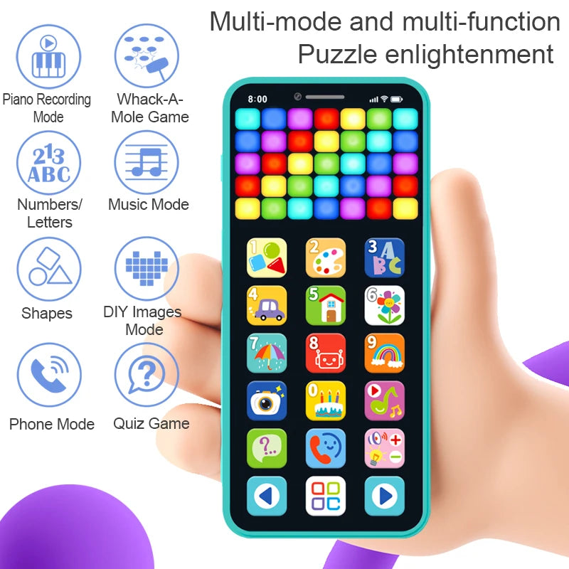 Kids Educational Multimedia Tablet with Color Screen USB Rechargeable Early Learning Music Toy for Children's Development