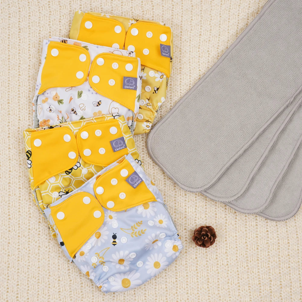 waterproof  baby cloth diaper with 4 absorbents cloths washable eco-friendly pocket cloth nappy