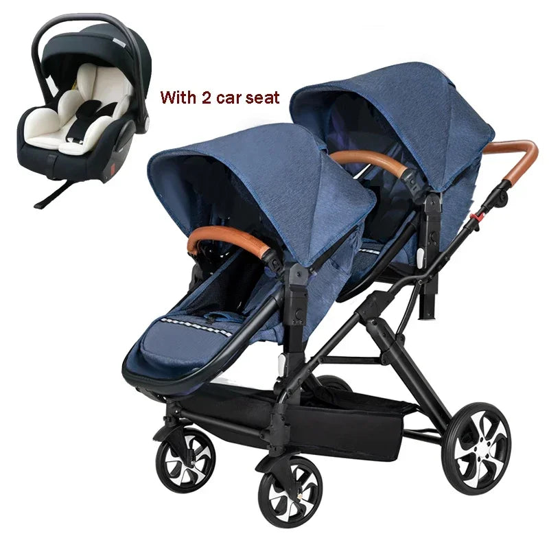 Foldable Twin stroller Lightweight New 2 in 1 baby trolley baby carriage with car seat Baby stroller for two children
