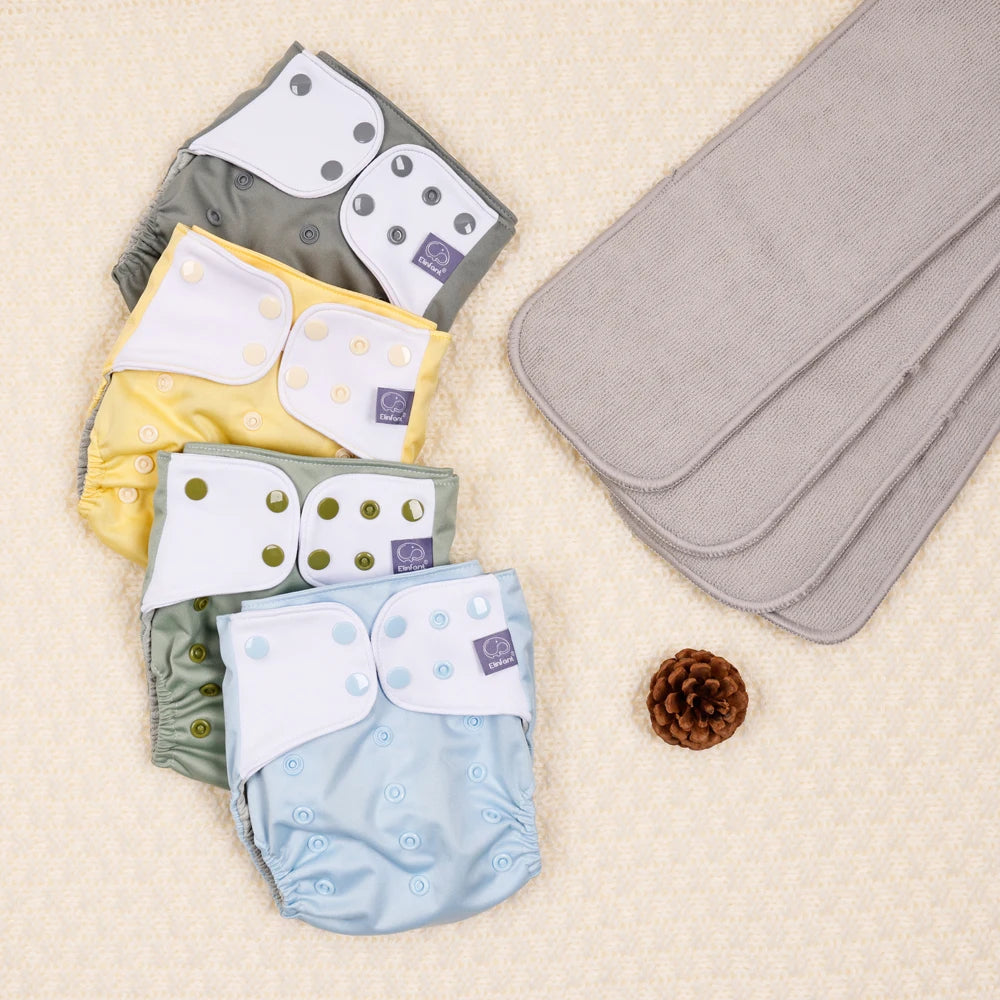 waterproof  baby cloth diaper with 4 absorbents cloths washable eco-friendly pocket cloth nappy