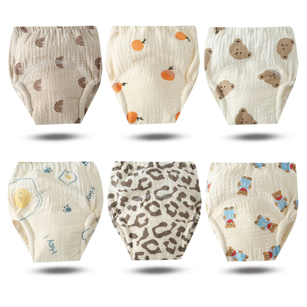 8pcs/6pcs Washable Baby Potty Training Pants Reusable Toilet Trainer Panty Reusable Cloth Diaper