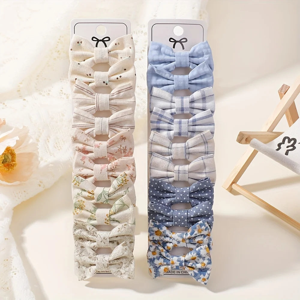 BABY BOWS 20Pcs/set Handmade Fabric Printed Barrette Boutique Mini Boutique Bangs Bow Hair Clip Ins Daisy Hairgripes