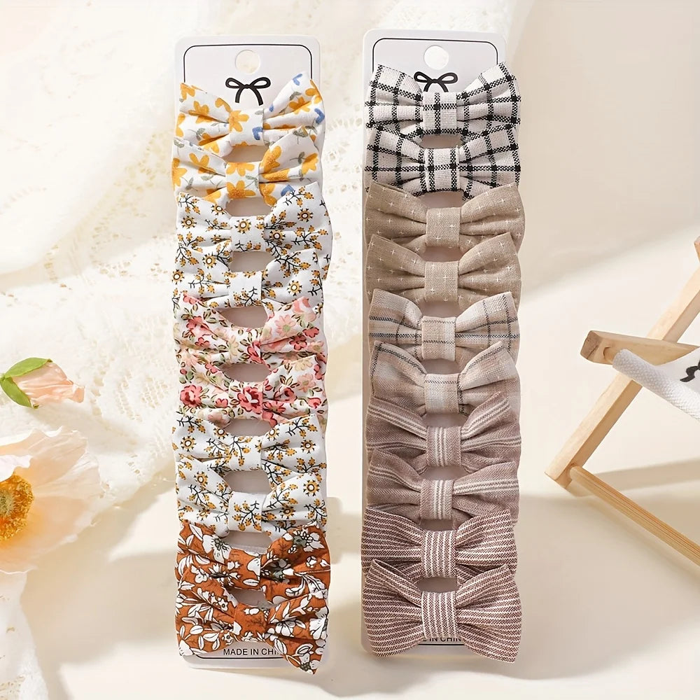 BABY BOWS 20Pcs/set Handmade Fabric Printed Barrette Boutique Mini Boutique Bangs Bow Hair Clip Ins Daisy Hairgripes