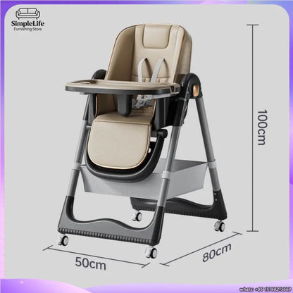 Foldable Baby Dining Chair Portable Highchair Adjustable Height Growth Chair Multifunctional
