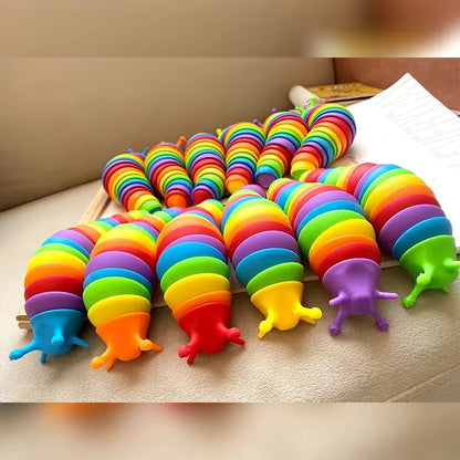 3D Slug Fidget Toy Colorful Slug Snail Flexible All Ages Relief Anti-Anxiety Sensory Toys for Children