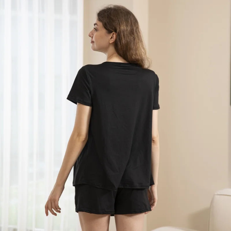 2026 Maternity Nursing Pajama Set Adjustable Elastic Loungewear Soft Sleepwear for Pregnant Women