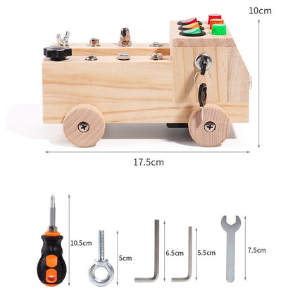 Montessori Wooden LED Light Busy Board Sensory Toy Baby Simulation Nut Screw Tool Kids Fine Motor Skills Educational Travel Toy