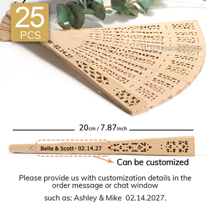 Custom Wedding Fans-Hand Fan For Bridal Shower Beach And Summer Wedding Favors-Personalized Rustic And Elegant Wooden Fan