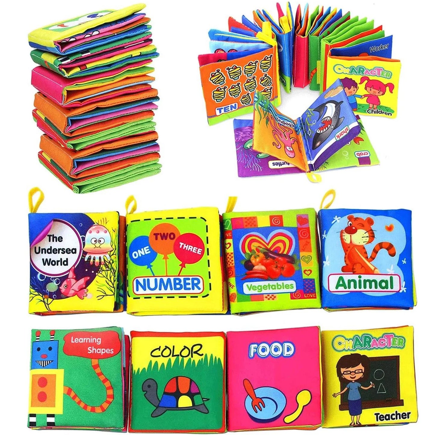 Baby Soft Cloth Book 0-36 Month Montessori Early Educational Toys Cognitive Book for Toddler