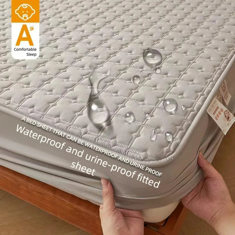 Fitted bed Sheet Waterproof Quilted Mattress Protector Breathable Mattress Cover Anti-mite Anti-bacterial No Pillowcase