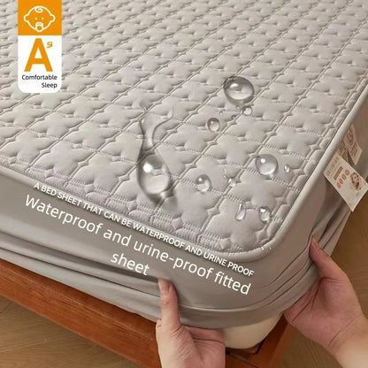 Fitted bed Sheet Waterproof Quilted Mattress Protector Breathable Mattress Cover Anti-mite Anti-bacterial No Pillowcase