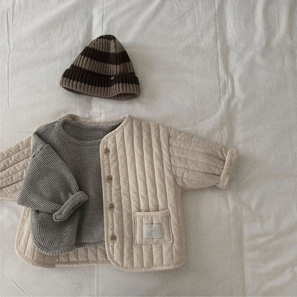 Winter New Baby Long Sleeve Warm Coat Plus Velvet Thick Cardigan Coat Toddler