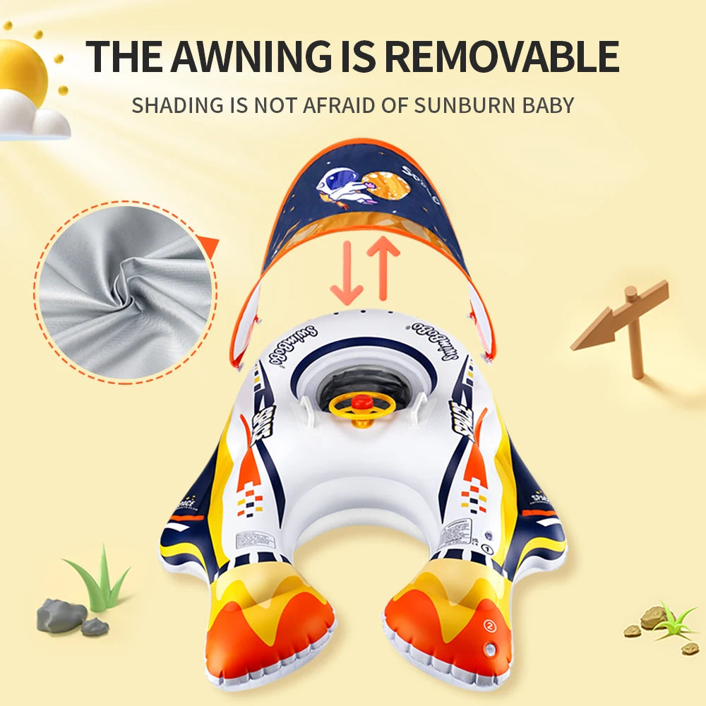 Swimbobo Kids Inflatable Baby Seat Float Spaceship Swimming Rings PVC  Baby Swim Ring Cartoon Floating Pool For Toddler Toys