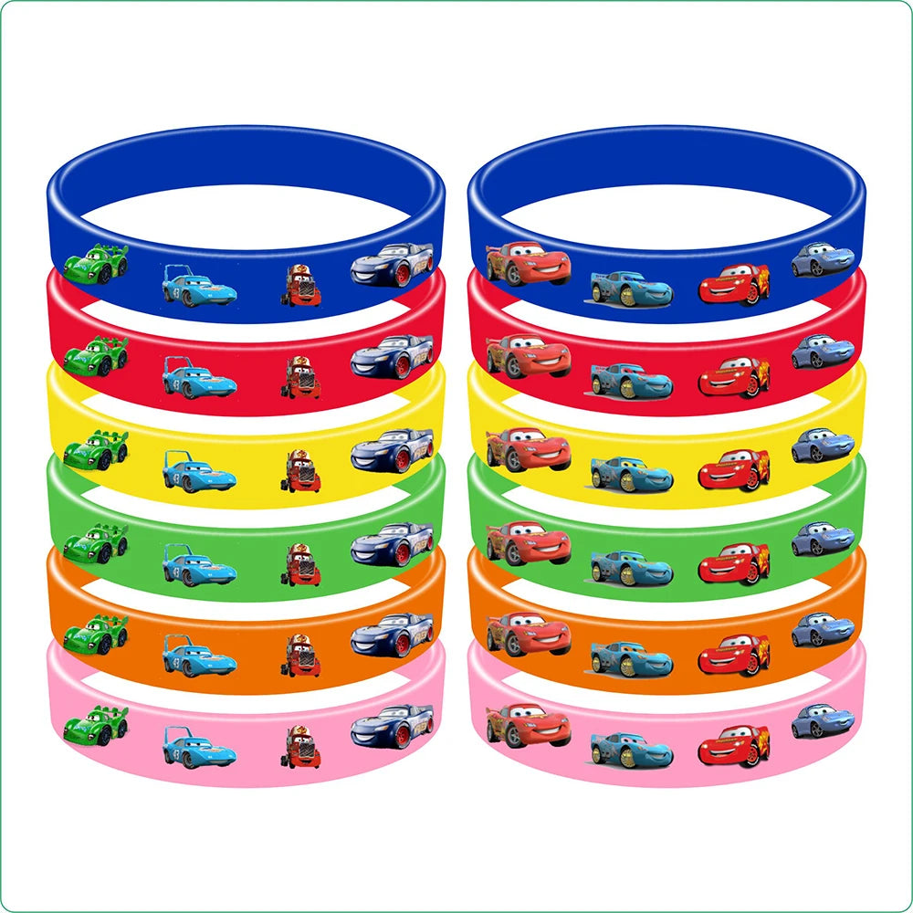 Lightning McQueen Cars Kids Party Favor Glasses Slap Bracelets Stamps Keychains Straws Badges Stickers Birthday Decorations Set