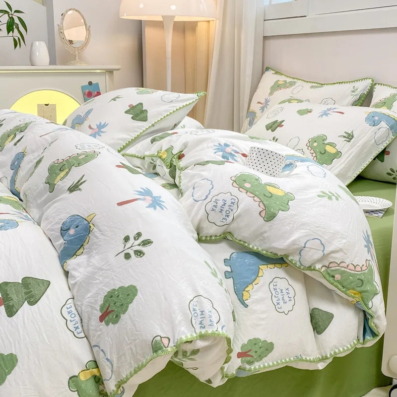 Soft Cotton Crib Bedding Set Kid Baby Nursery Decor 3PCS Baby Cartoon Bear Bedding Set for Newborns