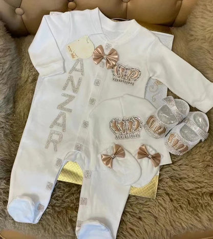 Onesie Baby Girl Crown Purple Home Coming Outfit Layette Jewels set Baptism Take Me Home Outfit Baby shower gift Newborn Gifts