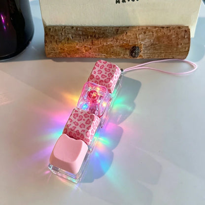Light Up Keychain Keyboard 2/4 Key Keychain Pendant Decompression Keyring Hanging Pendant for Backpack Stress Releasing Gift
