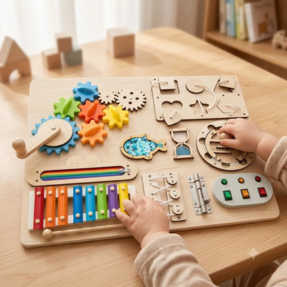DIY Montessori Busy Board Accessories Set Wooden Sensory Activity Toys Gear Switch LED Light Drum Beads Educational Learning Toy
