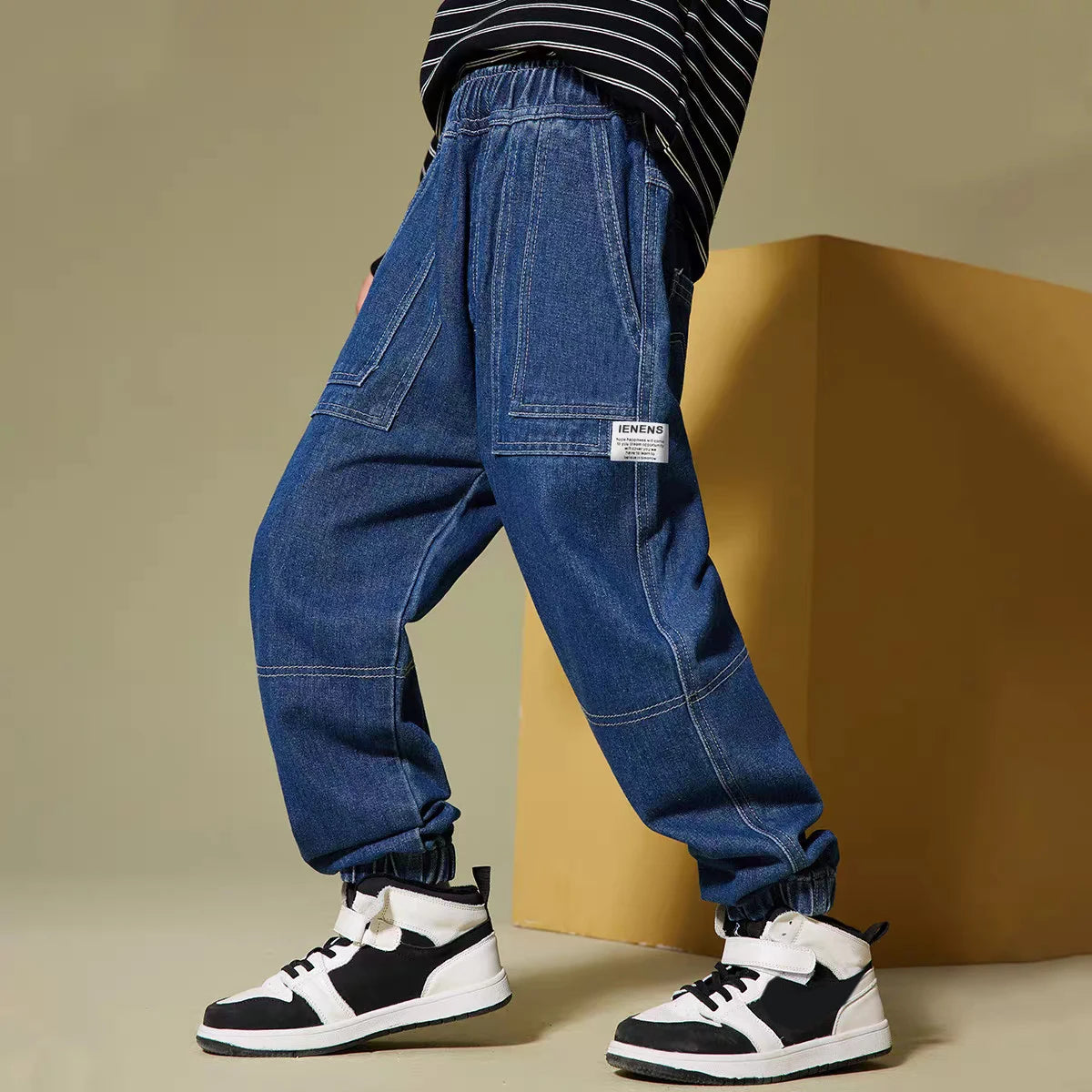 IENENS Boy Girls Trousers Skinny Jeans Elastic Waist Pants 4-13 Years Kids Boys Denim Clothing Clothes Sports Bottoms