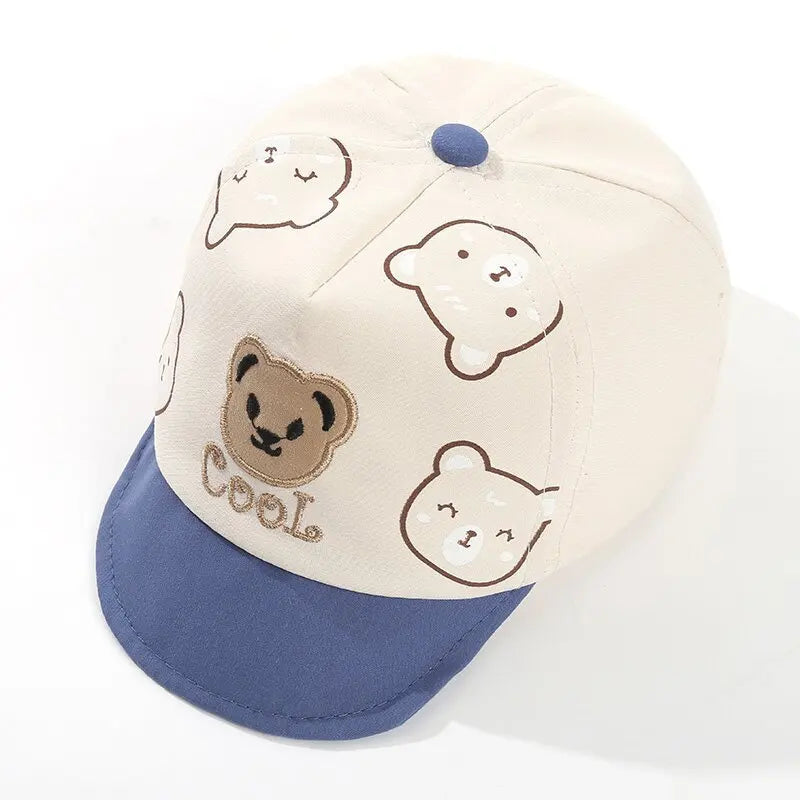 Hat Spring Summer Sunshade Cap Toddler Cartoon Little Bear Duckbill Cap Thin Lovely for Outdoor Soft Brim Baseball Cap for 0-1Y