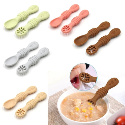 Silicone Baby Sucker Silicone Dining Plate Rice Spoon Set Cute Cartoon Children Dishes Smile Face Baby Tableware Retro Kid Bowl