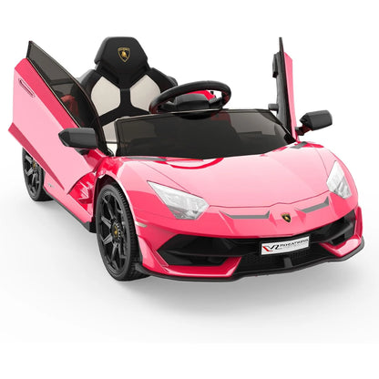 Kids Electric Car 12v Ride on Toys with Parent Remote 2-Speed Modes Engine Sounds & LED Lights Auto Doors for Boys & Girls