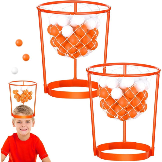 Head Hoop Basketball Party Game Set for Kid Adult Outdoor Sports Game Basket Net Headband with Balls for Birthday Christmas Gift
