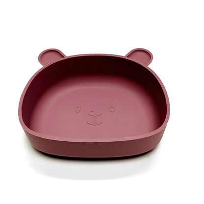 Children's silicone dinner plate baby auxiliary bowl suction cup bear cartoon dinner plate fall-proof anti-scald tableware