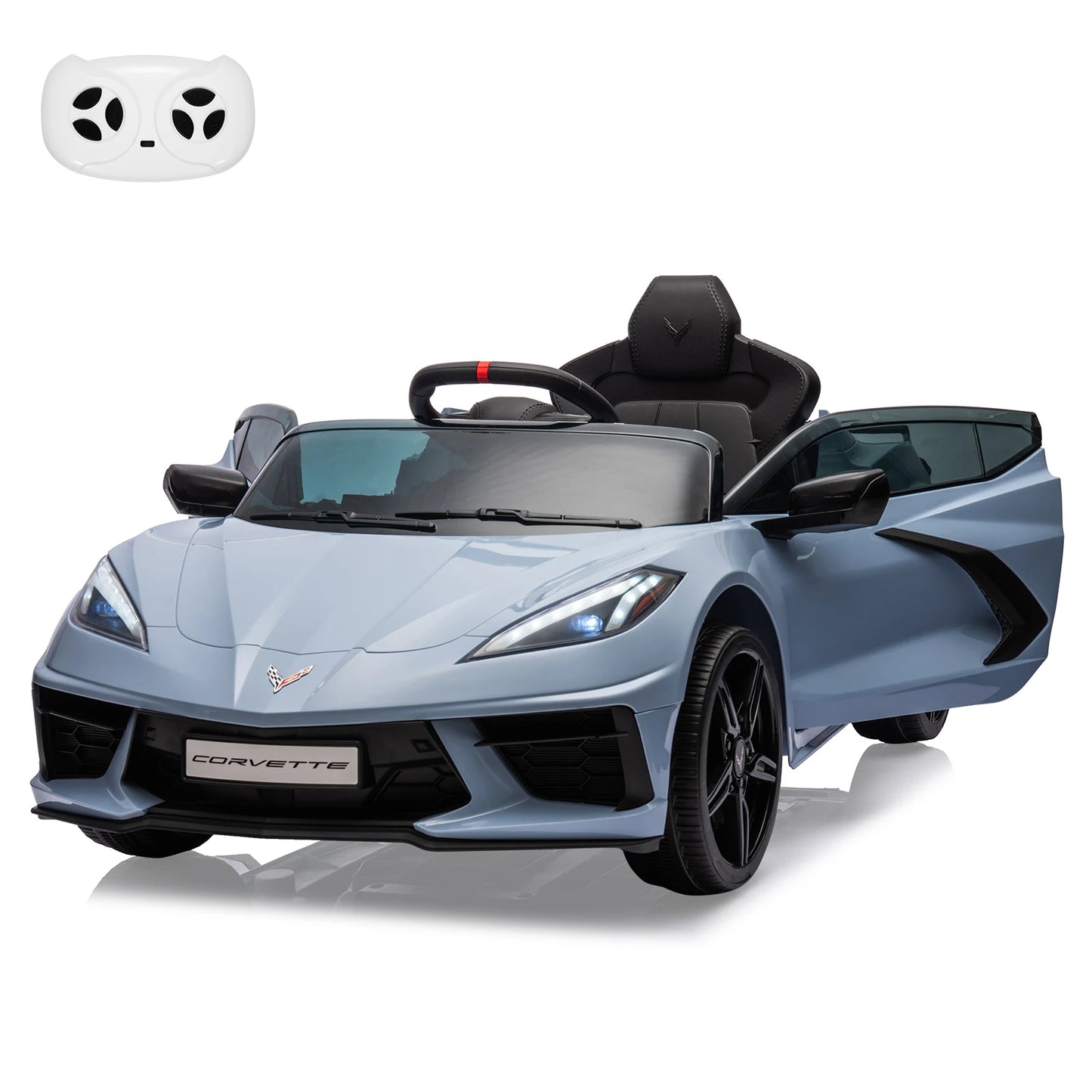 12V Kids Ride on Car Battery Powered Toddlers Electric Sports Car Toy with Remote Control,Visual Dashboard,LED Lights,Music 3-8Y