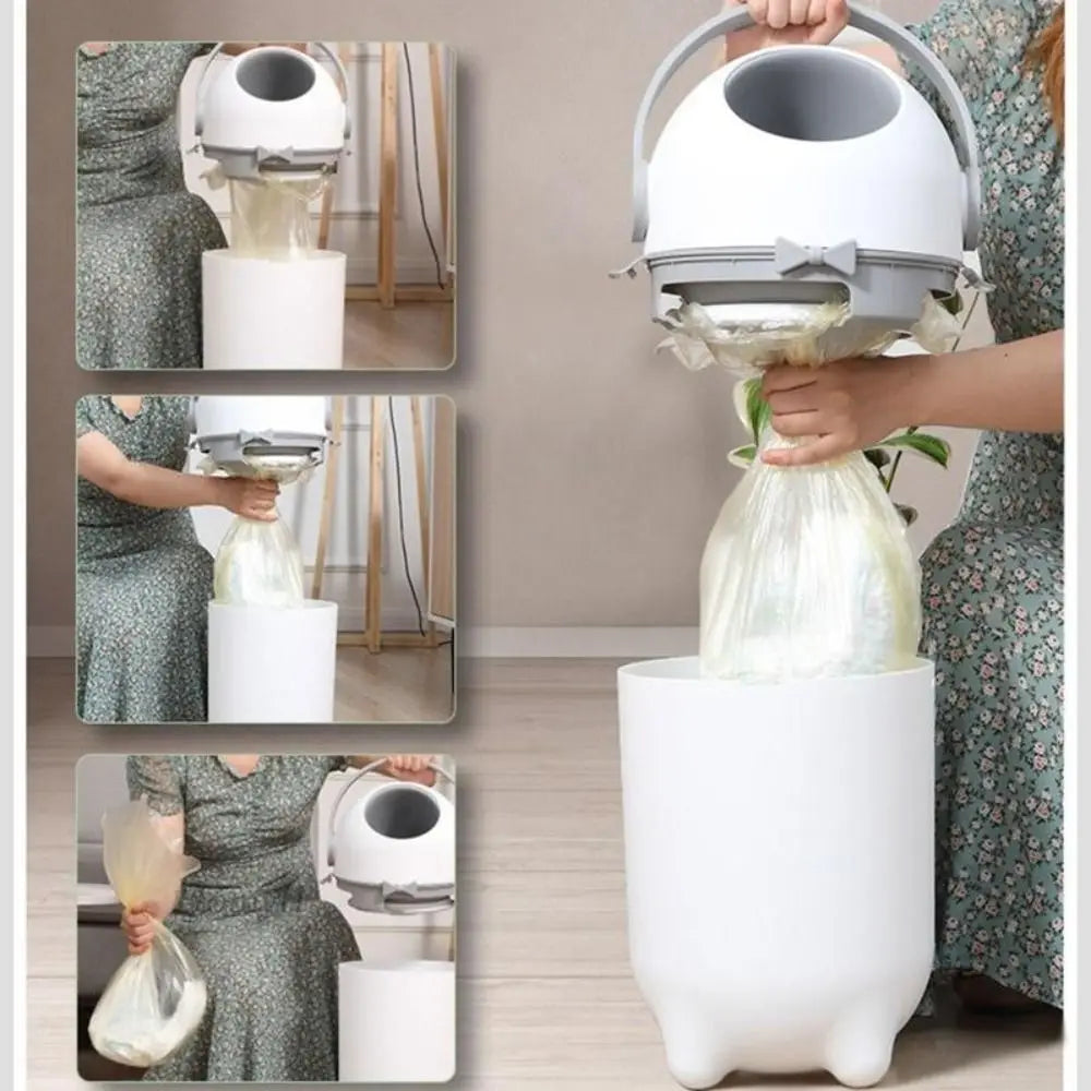 Portable 15 L Diaper Trash Can with Lid Large Capacity Waste Can Silent Opening Closing Handle Simple Trash Bin Household