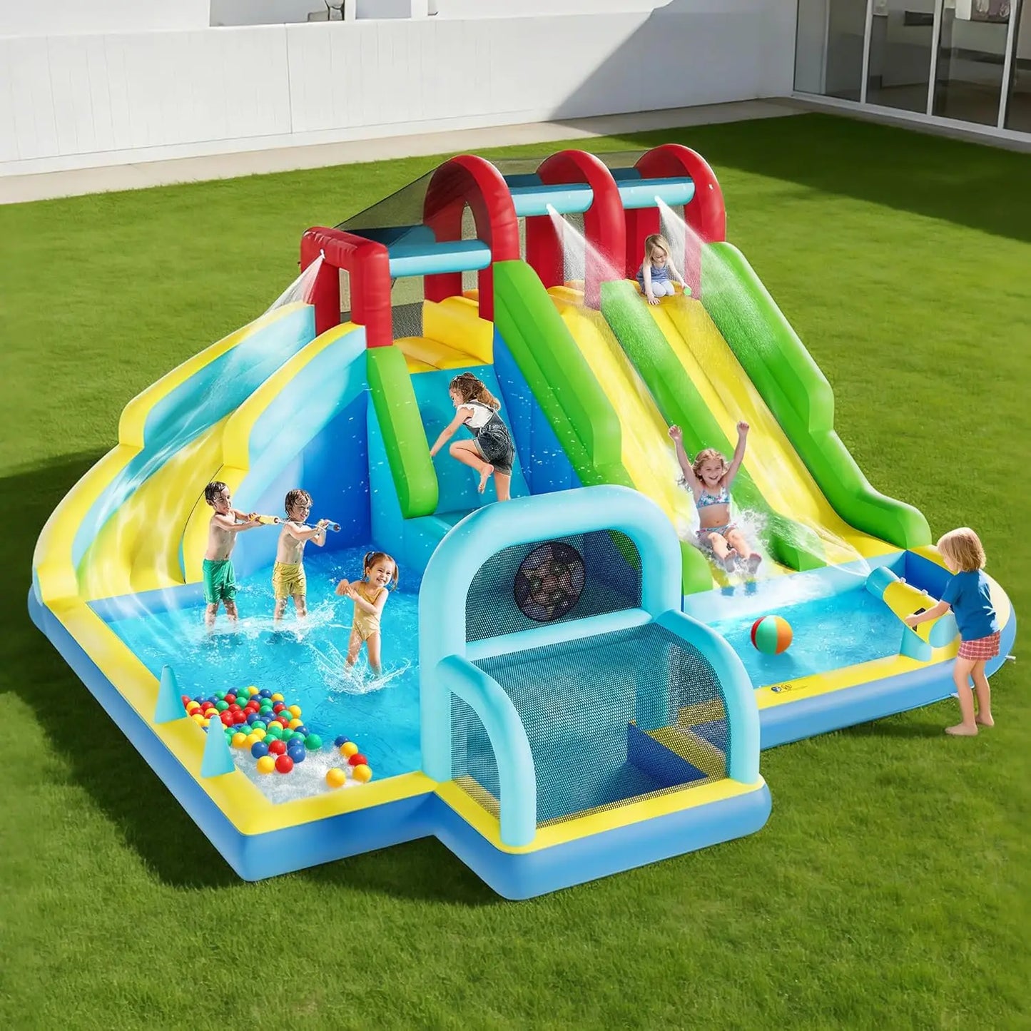 Inflatable Bounce House Oxford Fabric Bouncy Castle with Blower for Kids