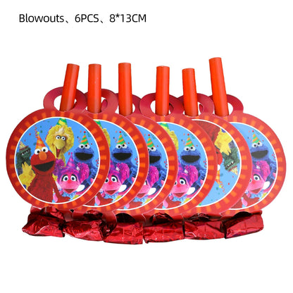 Cartoon Sesames Street Birthday Party Decorations Balloons Plate Cup Banner Tableware Set for Baby Shower Party Favors Kids Gift