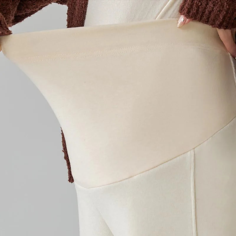 Maternity Pants Fleece-Lined Wide-Leg Sweatpants Autumn/Winter Casual Straight-Leg Pants