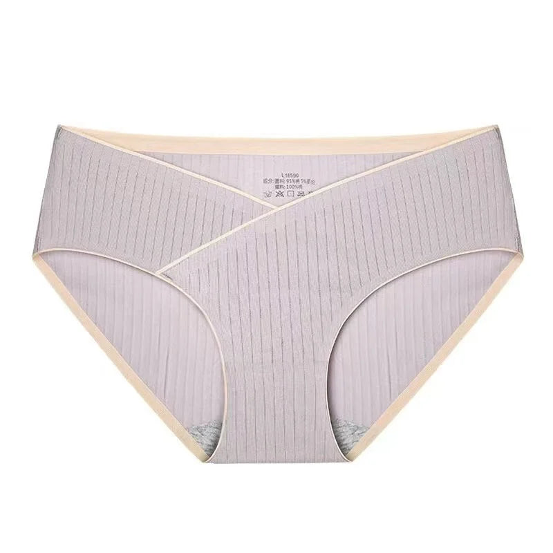 Stripe Cotton Low Waist Belly Maternity Panties Plus Size Seamless Pregnant Women