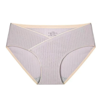Stripe Cotton Low Waist Belly Maternity Panties Plus Size Seamless Pregnant Women