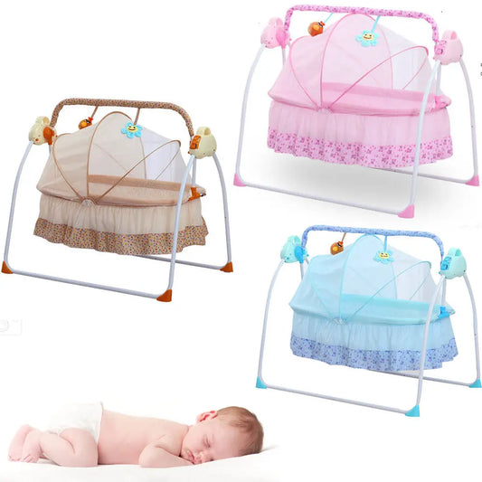 Electric Baby Cradle Auto Swing Rocker Bed Swing Crib Kit Timer Bluetooth Music+Mat+Pillow 5Gears Adjustable