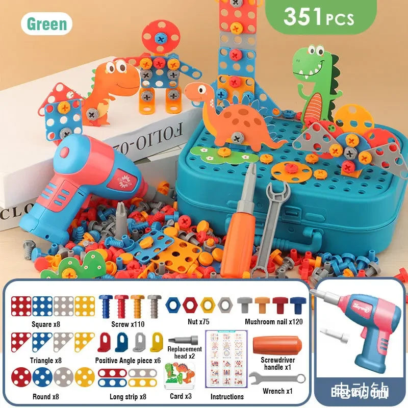 Pretend Play Preschool Children Nut Screw Assembly Simulation Carpenter Tool Educational Montessori Kids Toys  Electric Toolbox