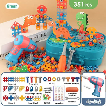 Pretend Play Preschool Children Nut Screw Assembly Simulation Carpenter Tool Educational Montessori Kids Toys  Electric Toolbox