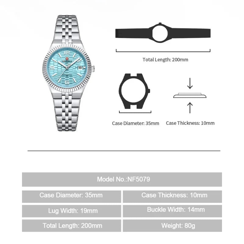 New NAVIFORCE Women 2026 Fashion Watch High Quality Waterproof Ladies Quartz WristWatches Female Steel Bracelet Romantic Clock